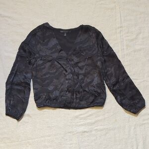 Semi-Sheer Black Tiger Print Blouse